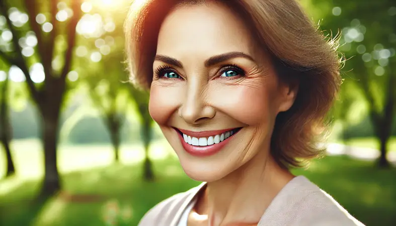 Retirement Life After 60. A woman in late sixties, leading A Happy Life